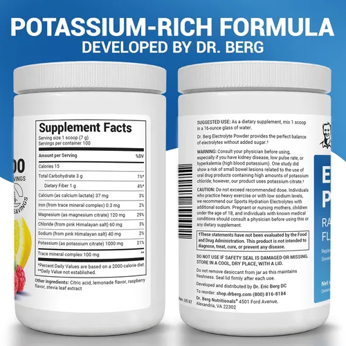 Vista 2 de Dr. Berg Zero Sugar Hydration Keto Electrolyte Powder - Mejorado con 1000 mg de potasio y sal rosa real del Himalaya (no sal de mesa) - Suplemento