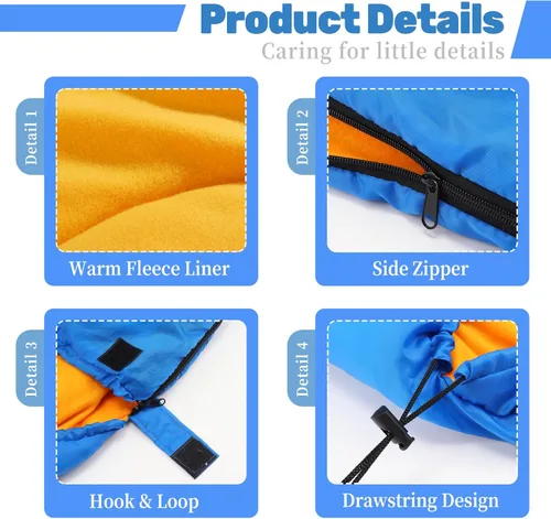 Vista 3 de Lifeunion - Saco de dormir para perros con bolsa de almacenamiento, impermeable, cálido, plegable, para viajes, camping, senderismo, mochilero (azul)