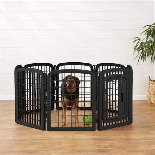 Vista 8 de Amazon Basics Corral Octogonal de Plástico para Mascotas de 8 Paneles con Puerta, 59 x 58 x 28 Pulgadas, Negro