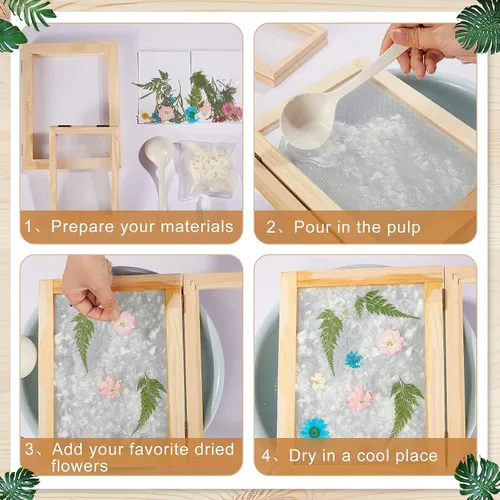 Vista 4 de Honoson Juego de moldes y marcos de madera para hacer papel de pantalla de 3 tamaños para manualidades (A6, A5, A4)