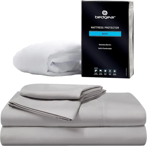 Bedgear Paquete de ropa de cama básica Queen – Protector de colchón ligero, silencioso y transpirable, impermeable, lavable y resistente a las