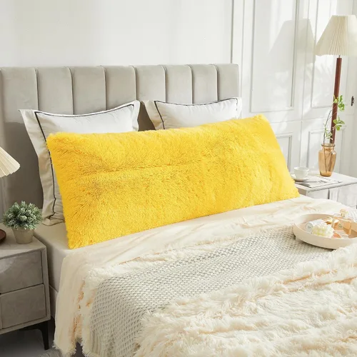 Vista 15 de LIFEREVO Funda de almohada corporal de pelo sintético desgrenado, funda de almohada lumbar súper suave y de pelo sintético para sofá o cama, funda