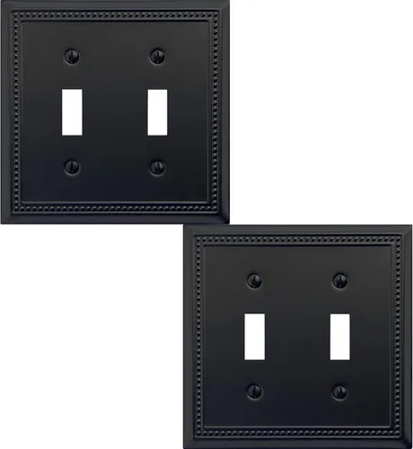 Vista 16 de OKAWYC Belaire - Cubierta para interruptor de luz de decoración individual, placa de pared de metal con cuentas, paquete de 4 unidades de bronce