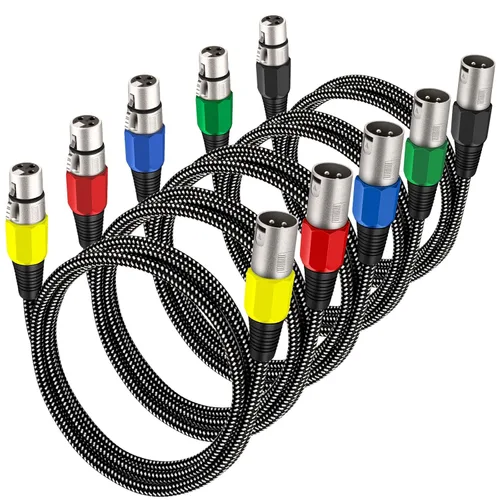 Vista 23 de Cable XLR de 3 pies/2 unidades, cable de micrófono Nylong trenzado equilibrado XLR macho a hembra, cables de conexión de micrófono de alta