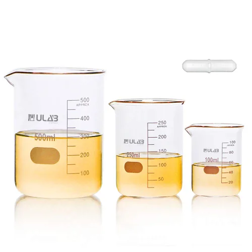Vista 7 de Vaso de precipitados de vidrio con mango, Vol. 500ml (16.9 fl oz), 3.3 Borosilicato Griffin de forma baja con graduación impresa, paquete de 2