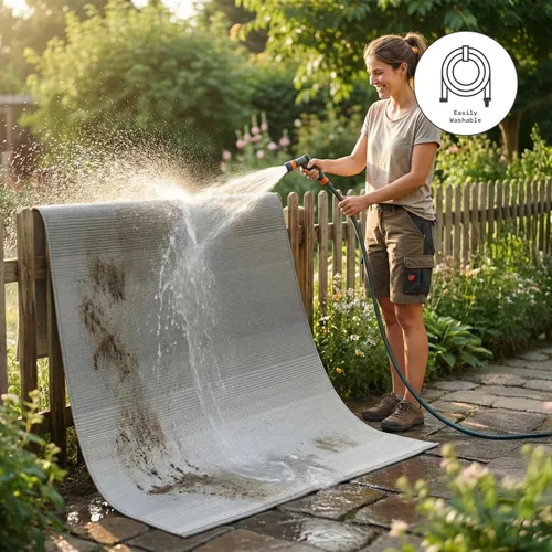 Vista 8 de Fab Habitat Alfombra para Exteriores - Impermeable, Resistente a la Decoloración, Sin Pliegues - Plástico Reciclado Premium - Ombre Neutral - Patio