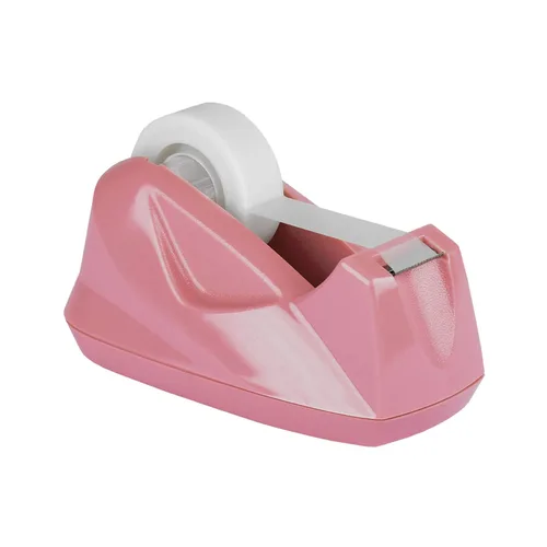 Acrimet Dispensador de cinta de escritorio prémium con base antideslizante (resistente) (color rosa)