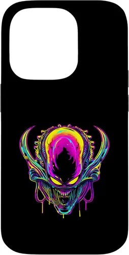 Vista 17 de iPhone 16 Retro Funny streetwear Synthwave 80s 90s spacezilla alien Case