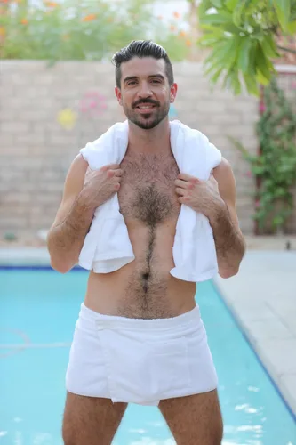 Vista 5 de Toalla de baño 100% turca para hombre, con cierre de velcro y bolsillo de parche en la parte delantera (S-M)