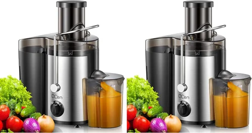 Vista 16 de Qcen Máquina exprimidora, extractor de exprimidor centrífugo de 500 W con boca ancha de 3 pulgadas, canal de alimentación para frutas y verduras