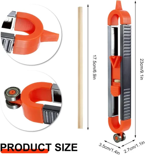 Vista 7 de Medidor de contorno preciso ajustable con cerradura y lápiz para carpintería, copia de construcción, duplicador de forma irregular, medición