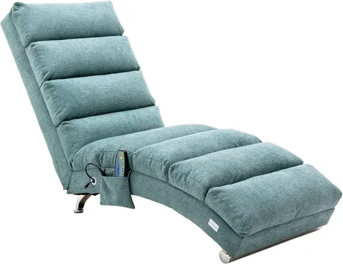 Vista 9 de Chaise Lounge de lino para interiores con función de masaje eléctrico, moderna silla reclinable para oficina, sala de estar o dormitorio