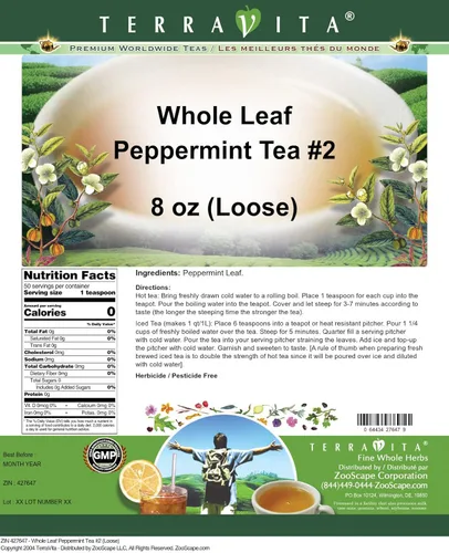 Vista 2 de Té de menta de hoja entera #2 (Suelto) (8 oz, ZIN: 427647)