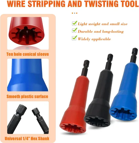 Vista 3 de 4 piezas de tuerca de alambre de servicio pesado y herramienta rápida de torsión de alambre para taladro, conector de toma de alambre de torsión