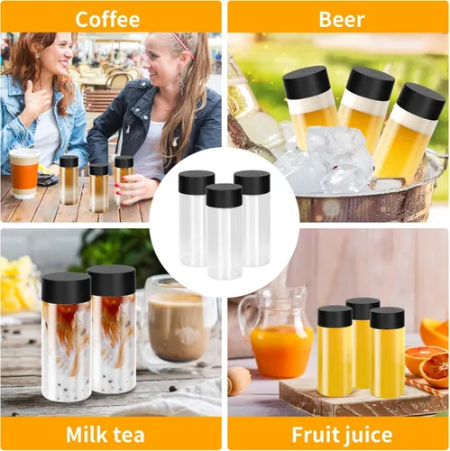 Vista 8 de 24 botellas de plástico transparente, botellas sensoriales vacías con tapas, 10 onzas / 10.1 fl oz de plástico PET, contenedor de bebida