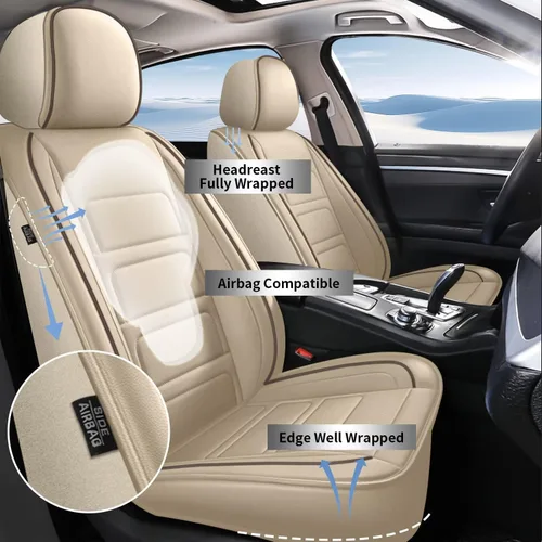 Vista 39 de TTX LIGHTING 2 fundas de asiento delantero compatibles con Subaru Ascent 2019-2024 2025, fundas de asiento de piel sintética compatibles con bolsa