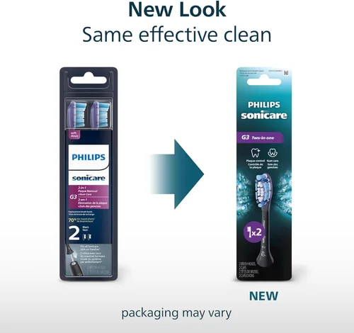 Vista 2 de Genuine Philips Sonicare Cabezal de cepillo de dientes G3 Premium Gum Care, HX9052 / 95, paquete de 2, negro