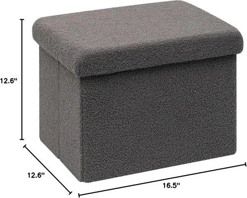 Vista 24 de PINPLUS Otomanas otomanas de almacenamiento con forma cuadrada con reposapiés de almacenamiento para sala de estar, asiento otomano Boucle para Gris