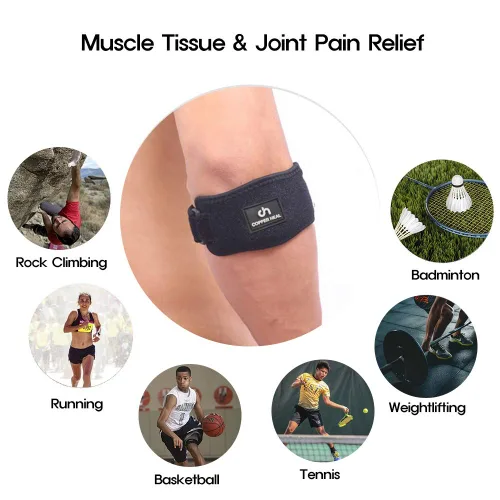 Vista 3 de COPPER HEAL Codera (par) - Soporte ajustable para codo de tenis o epicóndilitis lateral mangas de brazo para hombres nervio rennis almohadillas