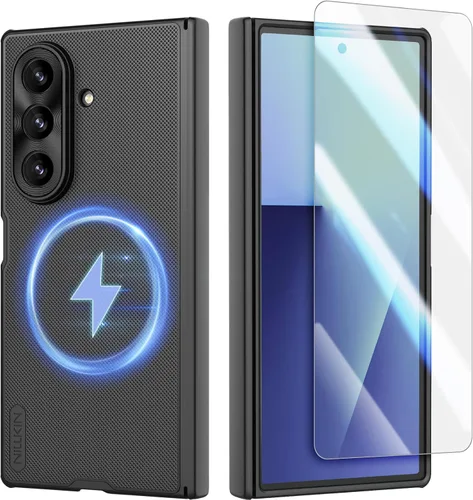 Vista 10 de Nillkin Funda para Samsung Galaxy Z Fold 7 con soporte para S Pen (compatible con MagSafe), protección de bisagra, protector de pantalla HD, textura