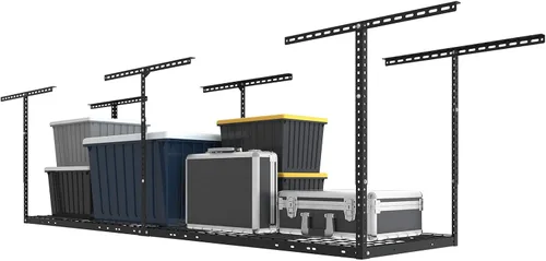 Vista 22 de FLEXIMOUNTS Estante de almacenamiento de techo de garaje de 3x8, sistema de organización de garaje ajustable, metal resistente, capacidad