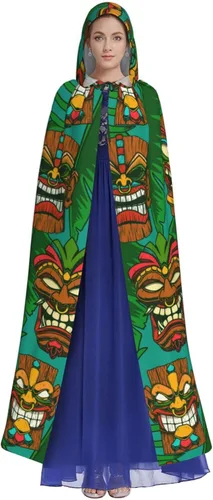 Vista 3 de Tiki Idols and Palm Leaves Halloween Mago Witch Sudadera con capucha capa de Navidad cosplay para adultos
