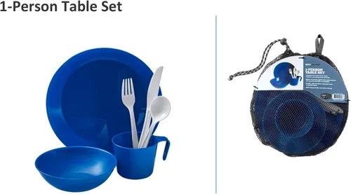 Vista 5 de Caddis Sports, Inc. - Juego de mesa de polipropileno lavable y reutilizable para 1 persona, para acampar y cenar al aire libre.