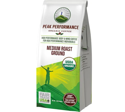 Peak Performance Café orgánico de altura. Sin pesticidas, Comercio justo, no OMG, lleno de antioxidantes. Frijoles y tierra saludables