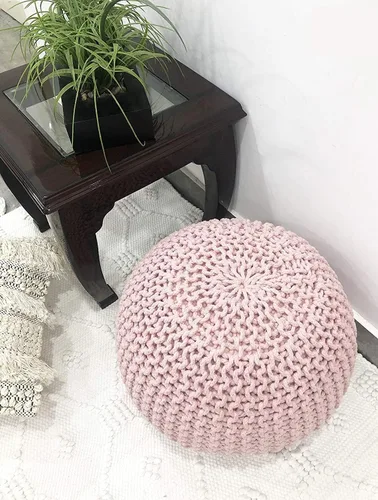 Vista 19 de FRELISH DECOR - Puf redondo otomano tejido a mano, 100% algodón, puf de punto, silla de suelo para sala de estar, reposapiés de dormitorio para sofá