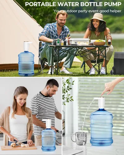 Vista 6 de Bomba de botella de agua, dispensador de agua eléctrico portátil para botellas de 5 galones, carga USB, interruptor automático, batería recargable