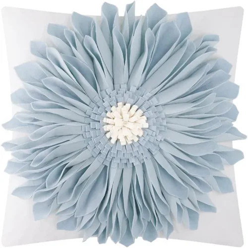 Vista 17 de OiseauVoler Fundas de almohada hechas a mano de 18 x 18 pulgadas, fundas de cojín de girasol 3D azules, fundas de almohada decorativas para sofá