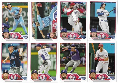 2023 Topps Serie 1 y 2, conjunto del equipo Texas Rangers, 20 tarjetas, campeones de la ALCS, Serie Mundial