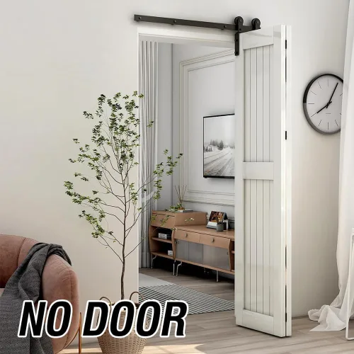 Vista 2 de CCJH Kit de riel deslizante para puerta de granero biplegable de 3.3 pies/39 pulgadas para 2 puertas, acero al carbono resistente