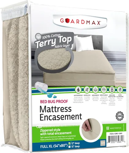 Vista 20 de Guardmax Funda de colchón individual con cremallera, protector de colchón 100% impermeable, suave y absorbente de algodón de rizo superior