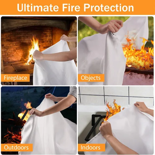Vista 5 de kanhiro - Capa ignífuga de emergencia con capucha – kanhiro 1076°F Poncho de escape de incendios resistente al calor, capa extra grande con Naranja