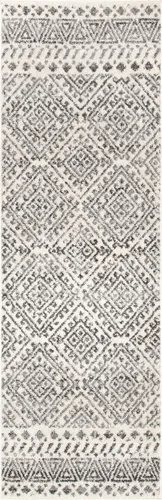 Vista 3 de nuLOOM Camila Diamond Trellis - Alfombra de pasillo, 2 x 6 pies, color blanco roto
