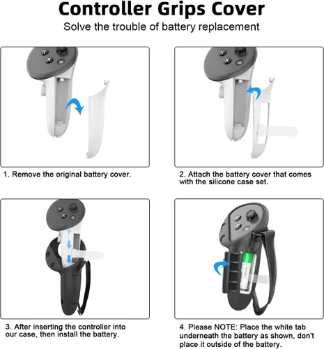 Vista 6 de Relohas Deluxe VR Accessories for Meta Quest 3, 5 in 1 Silicone Protective Case Set for Oculus Quest 3, with Battery Opening Cover & Knuckle Straps