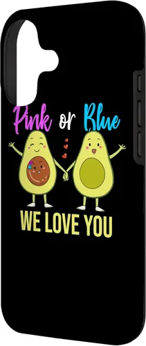 Vista 2 de Pink Or Blue Parents Gender Reveal Baby Shower Party Avocado Case for iPhone 17