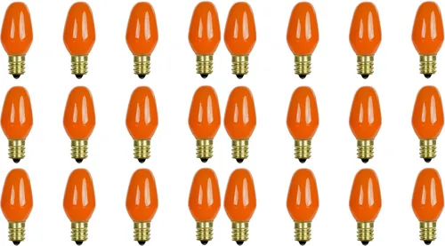 Vista 20 de Sunlite 01275 7C7 Bombilla incandescente, 7 vatios, base de candelabro E12, luz nocturna pequeña C7, bombilla de color, rojo, 25