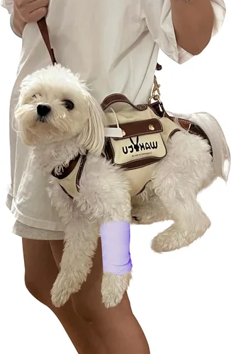 Vista 10 de Wakytu Arnés de elevación para perro, arnés VES ajustable para perro, correa ajustable para perro con bolsa pequeña para golosinas para cachorros