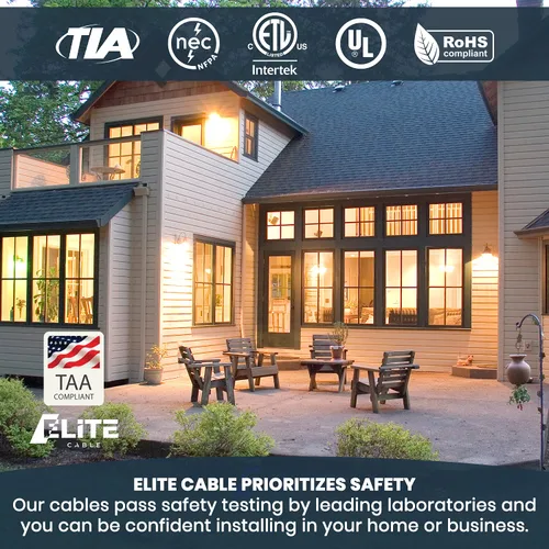 Vista 4 de Elite Cable Ethernet Cat6 CMR Riser (CAT6e) de 1000 pies, 24 AWG, cable de cobre desnudo sólido, 600 MHz, con spline