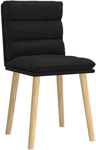 Vista 4 de Modern Dining Chairs Set of 2 Black Fabric Upholstered Kitchen Chairs with Foam Cushion, Rubber Wood Frame for Dining Room Living Room Farmhouse