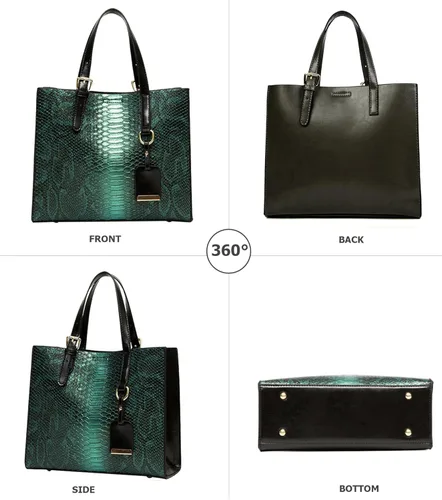 Vista 5 de KingTo Bolsos de hombro estilo satchel con patrón de cocodrilo para mujer, elegantes bolsos de mano, bolsos de cocodrilo para mujer, set de 3 piezas