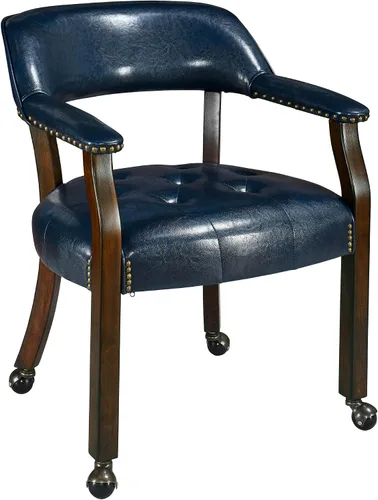 Vista 8 de LEEMTORIG Sillas de comedor con ruedas y brazos, Sillas de comedor con ruedas, Sillas de mesa de póker, Sillas de madera maciza Boss Caption's Patas