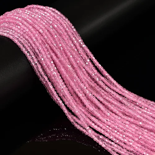 JM Design Cuentas espaciadoras de cubo facetadas de circonita cúbica rosa de 0.079-0.098 in para pulseras y fabricación de joyas