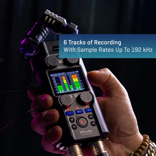 Vista 3 de Zoom H5 Studio - Grabadora de mano para músicos, podcasters y cineastas con micrófonos estéreo grandes, 2 preamplificadores de calidad profesional