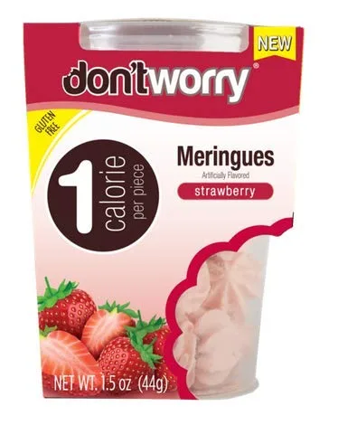 Merengues Don't Worry (1 caloría por pieza) (paquete de 2 tubos) (fresa)
