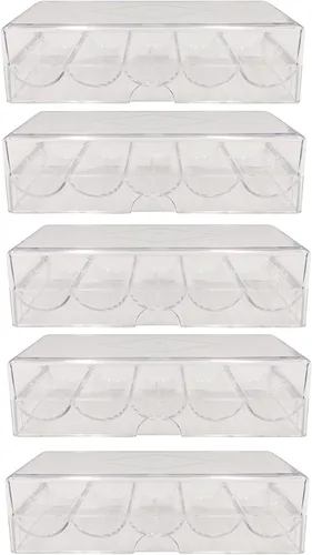 SEETOOOGAMES Bandeja de fichas de póquer, soporte acrílico transparente para fichas de casino con tapa, estuche de almacenamiento de fichas para