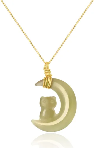 Collar de jade hetian natural real para mujeres y niñas, hecho a mano, collar de jade verde perla de cristal colgante como regalo para amigos,