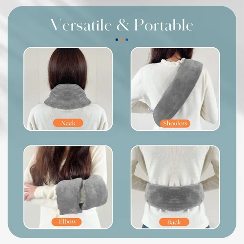 Vista 7 de Almohadilla térmica para cuello, hombros y espalda, apta para microondas, aroma a lavanda, funda lavable, envoltura cálida para microondas de 1.5